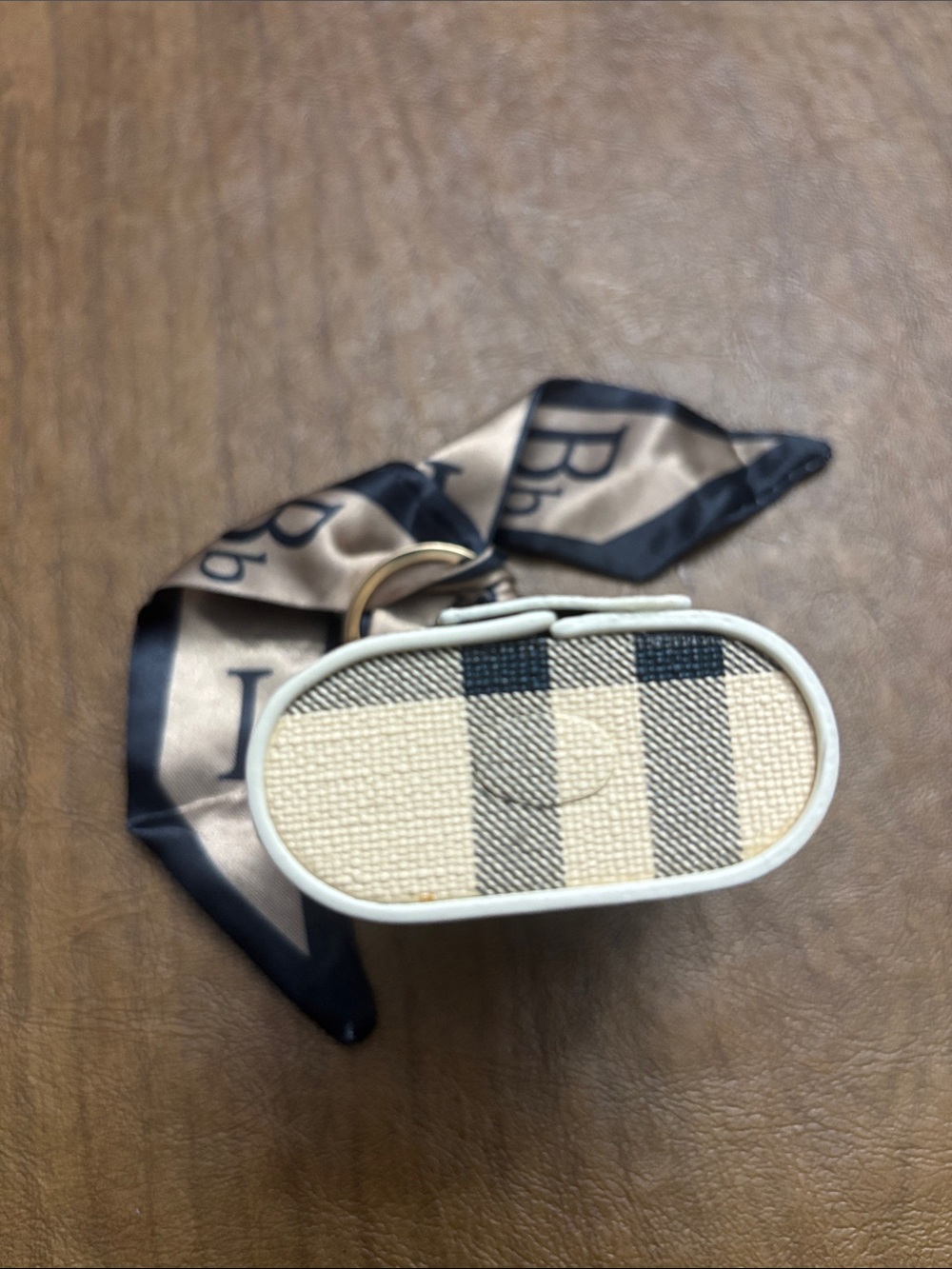 Plaid AirPods Case Keychain with Silk Scarf Accent - Picture 4 of 8
